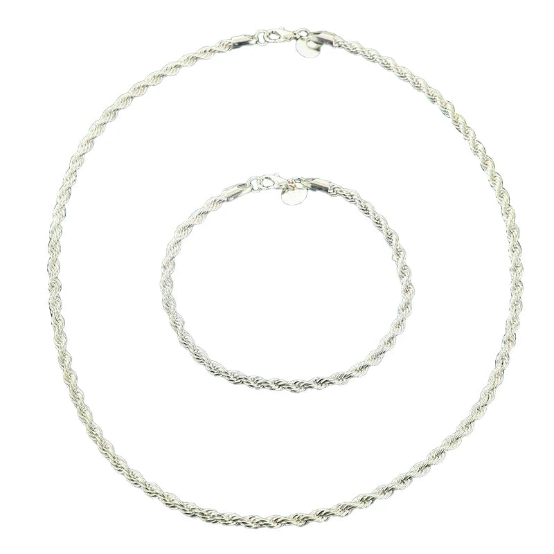 2pcs Silver Plated Necklace Bracelet Set