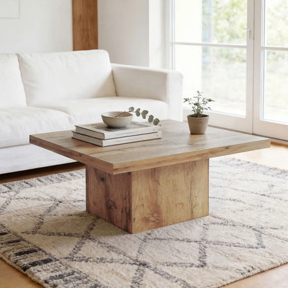 Modern Light Brown Square Wood Coffee Table