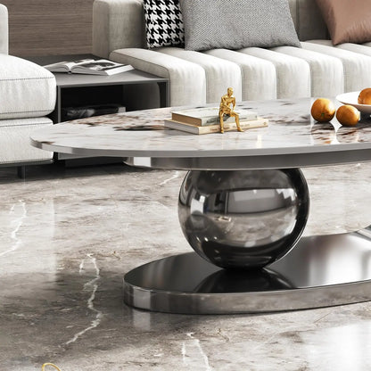 Luxury Oval Faux Marble Coffee Table