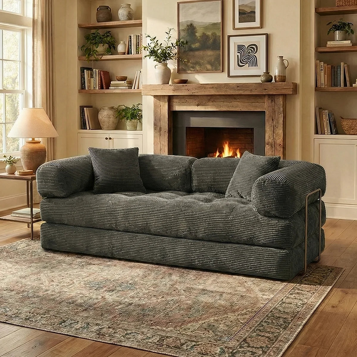 4-in-1 Queen Corduroy Futon Sofa Bed