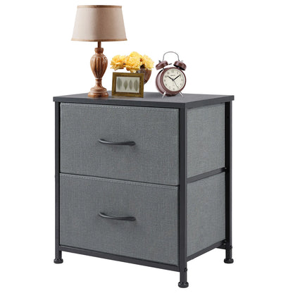 Nightstand with Fabric Drawers Bedroom Storage