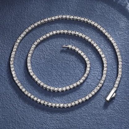 2mm Moissanite Tennis Necklace in 925 Sterling Silver | D VVS1 Brilliant Cut | Passes Diamond Tester with GRA Certificate