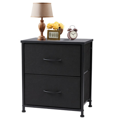 Nightstand with Fabric Drawers Bedroom Storage