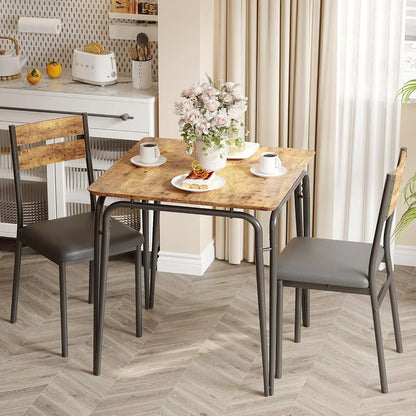 Compact 3-Piece Wood Dining Table Set
