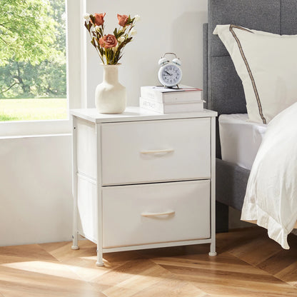 Nightstand with Fabric Drawers Bedroom Storage