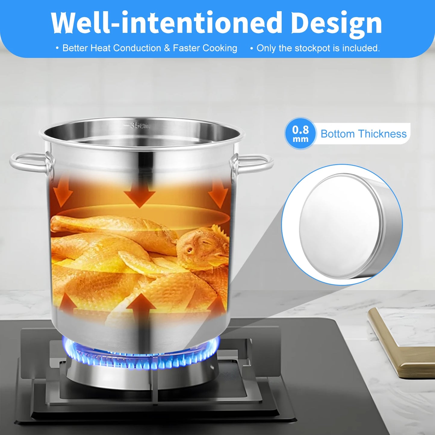 35L Stainless Steel Large Capacity Soup Pot