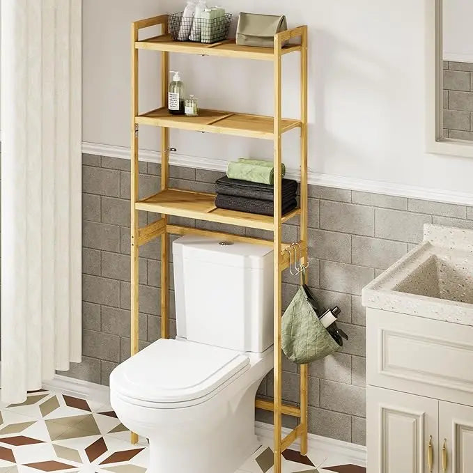 Over Toilet Storage 3-Tier Bamboo Organizer