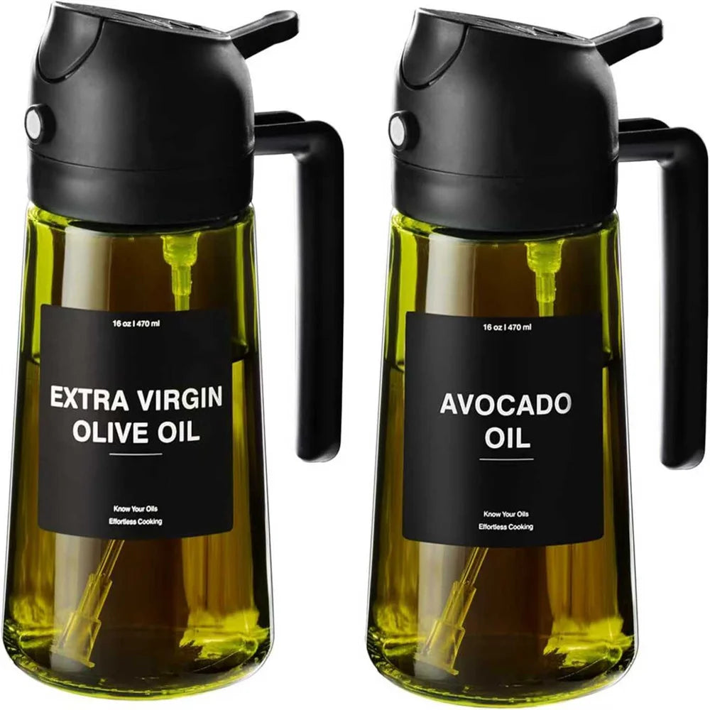 2-in-1 Glass Olive Oil Dispenser & Sprayer