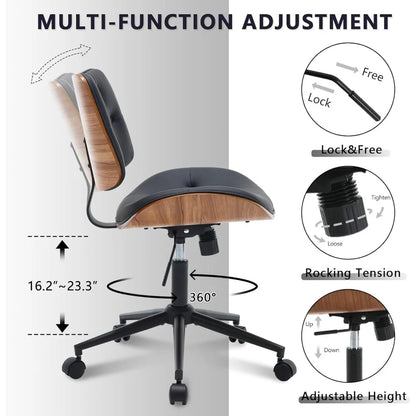 PU Leather Armless Office Chair Swivel Adjustable
