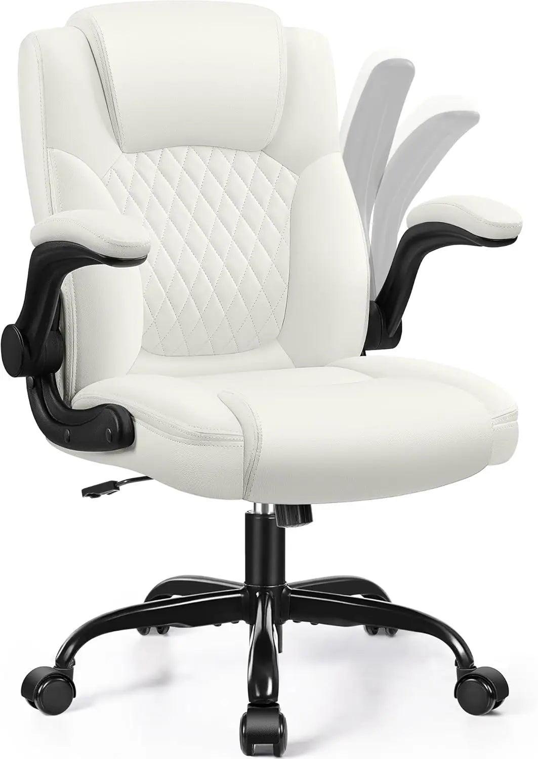 Leather Office Chair Ergonomic Swivel Wheels