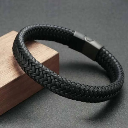 Black PU Leather Magnetic Bracelet Men Gift