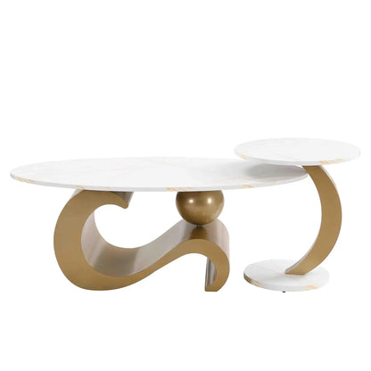 Luxury Oval Faux Marble Coffee Table