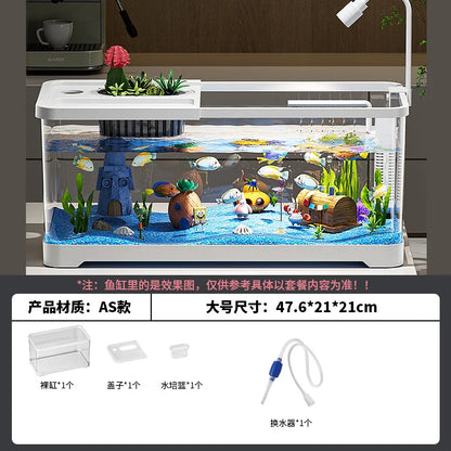 Self-Circulating Desktop Aquarium Kit – High-Transparency Mini Stream Tank for Office & Home