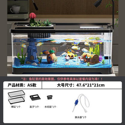 Self-Circulating Desktop Aquarium Kit – High-Transparency Mini Stream Tank for Office & Home
