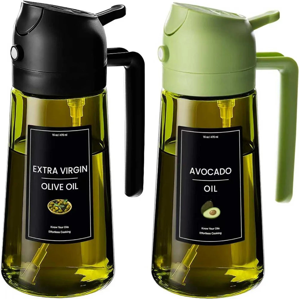 2-in-1 Glass Olive Oil Dispenser & Sprayer