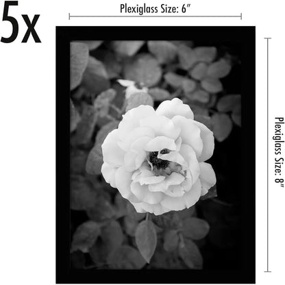 5pc Black 6x8 Modern Picture Frame Set
