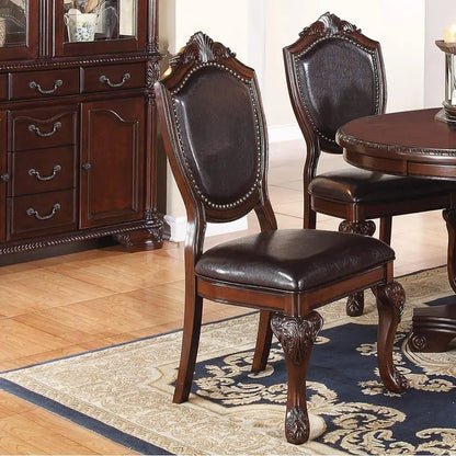 Classic 5-Piece Round Wooden Dining Table Set with 4 Side Chairs
