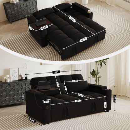 Convertible Sofa Bed Swivel Side Table