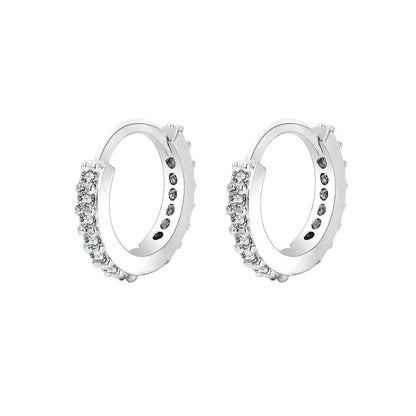 Stainless Steel Crystal Zirconia Huggie Earrings