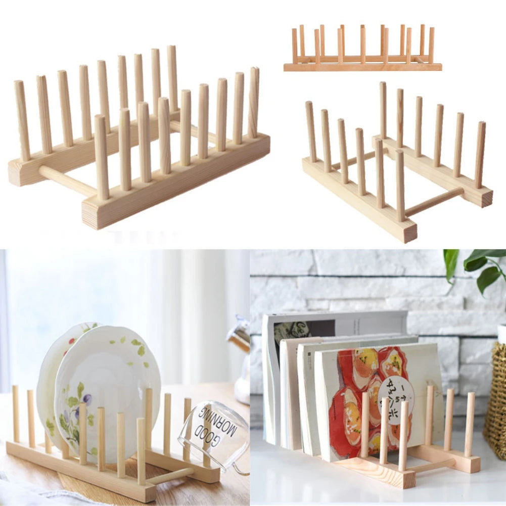 Wooden Kitchen Dish Rack Dryer Organizer Shelf