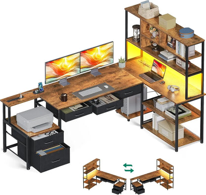 79" L-Shaped Computer Desk Home Office Vintage