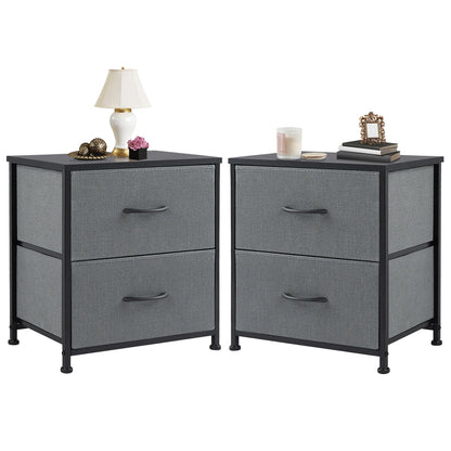 Nightstand with Fabric Drawers Bedroom Storage