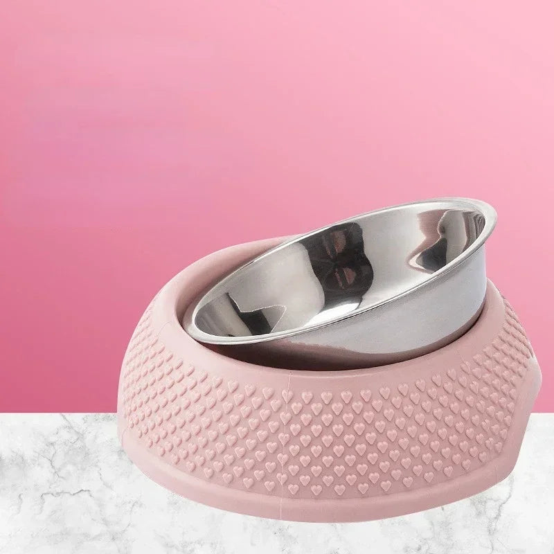 Stainless Steel Dog Feeding Bowl with Heart