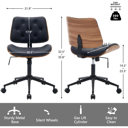 PU Leather Armless Office Chair Swivel Adjustable