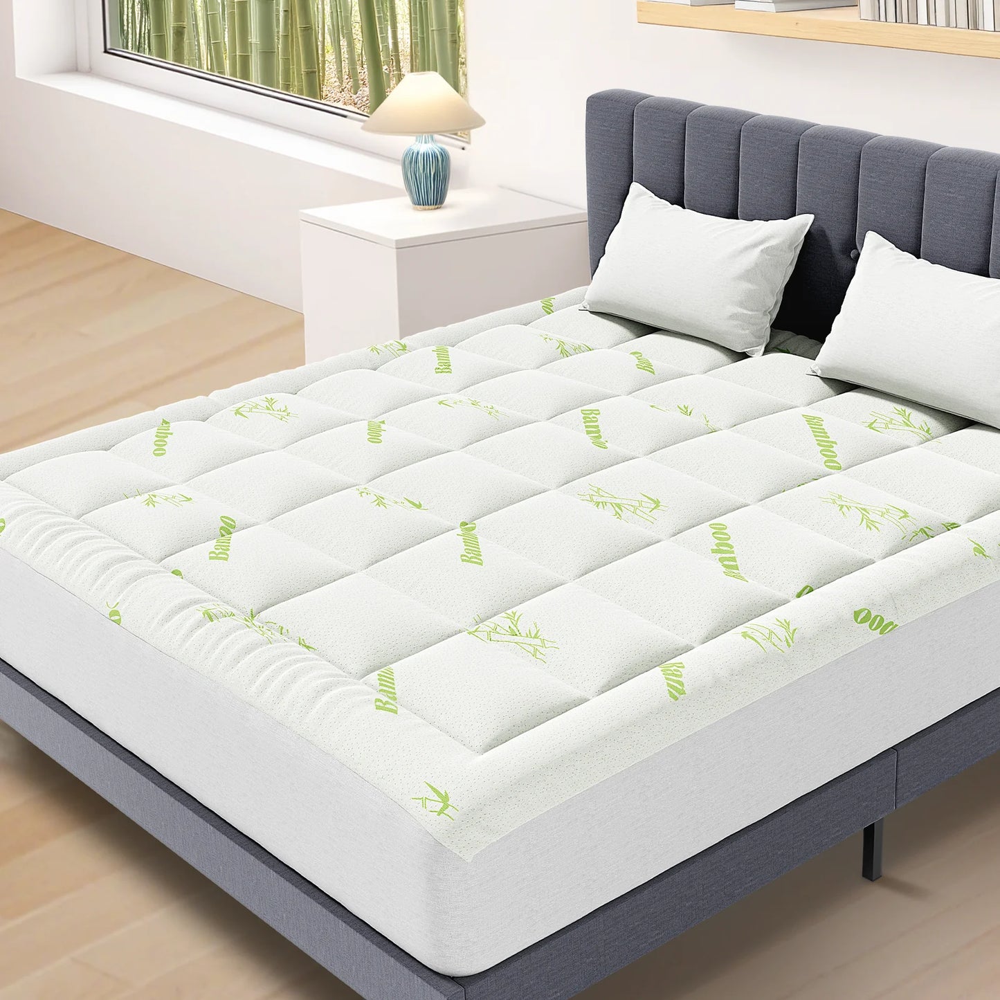 Cooling Bamboo Fiber Mattress Topper Deep Pocket