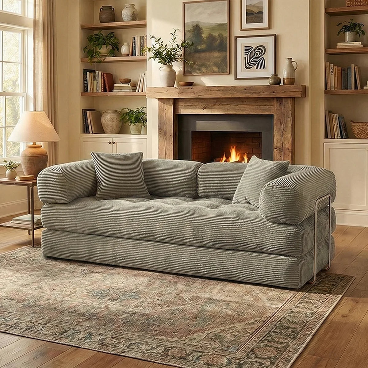 4-in-1 Queen Corduroy Futon Sofa Bed