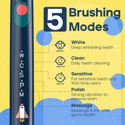 Kids Electric Toothbrush 5 Modes Rechargeable