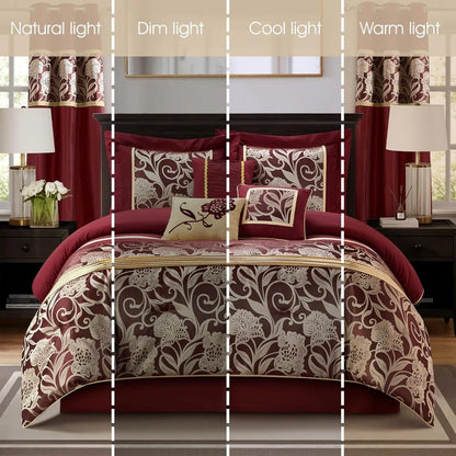 Red Gold 9-Piece Queen Comforter Set