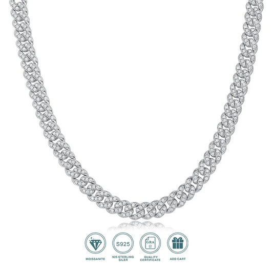 Moissanite Iced Cuban Link Chain Necklace