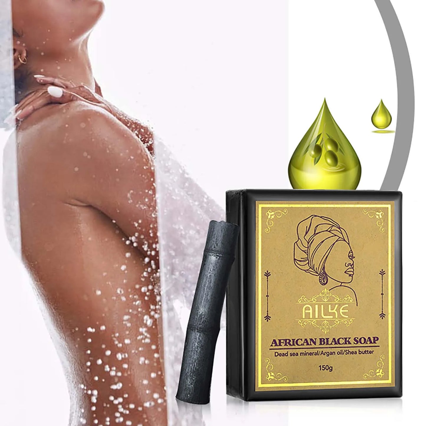 AILKE African Natural Black Soap Bar
