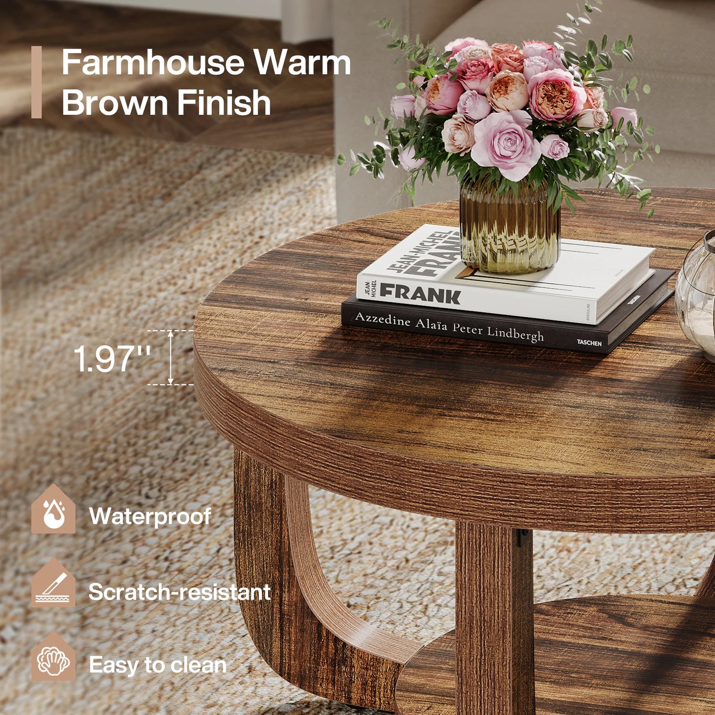 Tribesigns 2 Tier Round Wooden Coffee Table