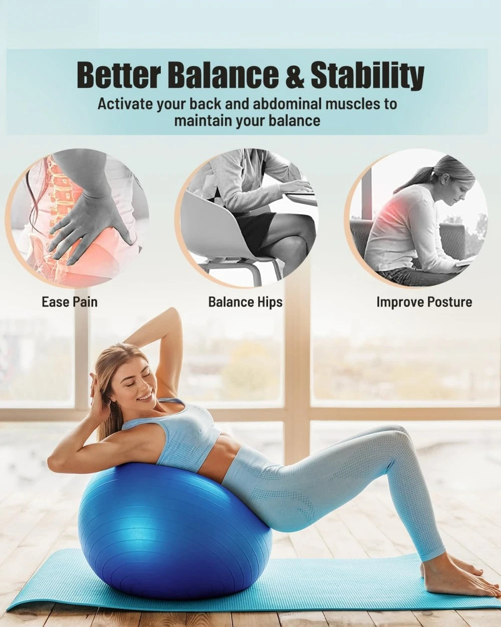 Anti-Slip Yoga Ball Stability Balance Exercise Chair