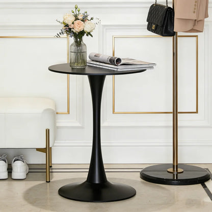 24 Inch Black Round Mid Century Modern Table