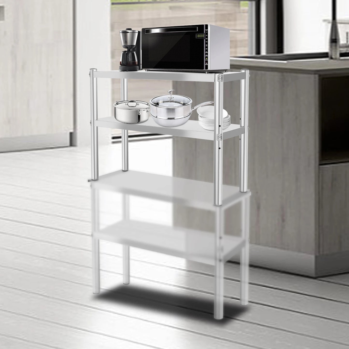 Adjustable 2-Tier Stainless Steel Kitchen Shelf