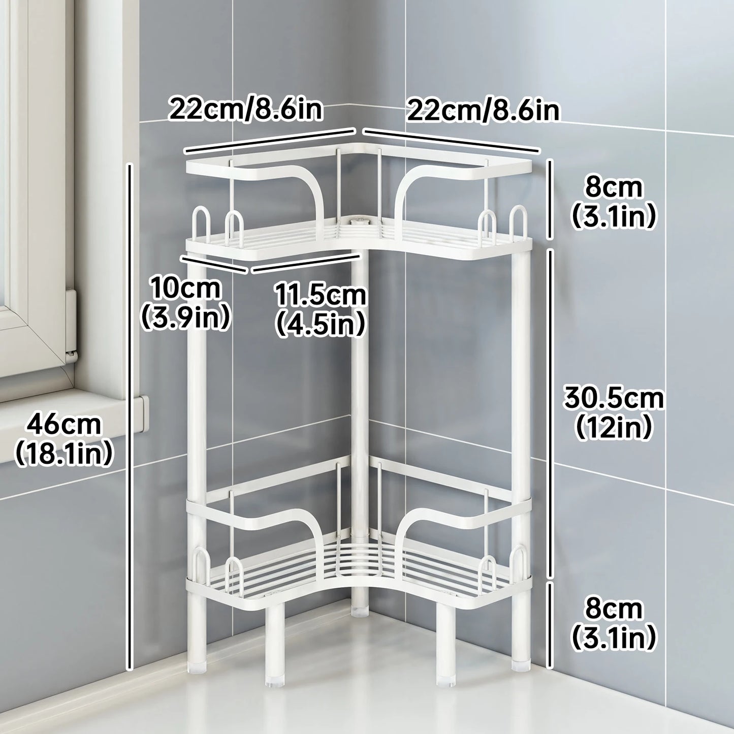 Freestanding Multi-Tier Bathroom Corner Storage Shelf