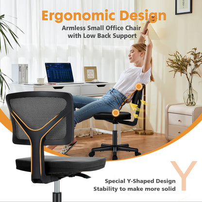 Mesh Armless Office Chair Lumbar Support Swivel
