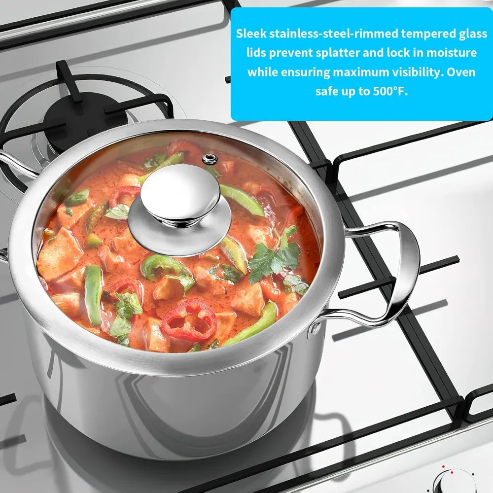 7-Piece Stainless Steel Cookware Pots Pans Set