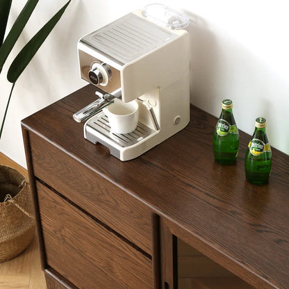 Modern Minimalist Walnut Wall Mounted Sideboard Cabinet
