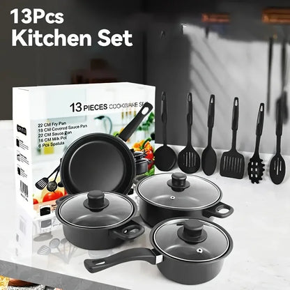 13-Piece Nonstick Induction Cookware Set with Utensils