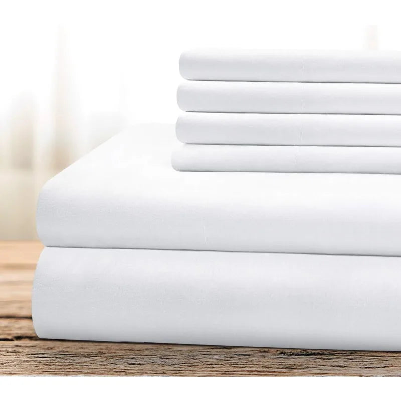6-Piece King White Luxury Bed Sheets