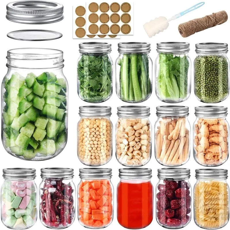 15-Pack 16oz Glass Canning Jars Airtight