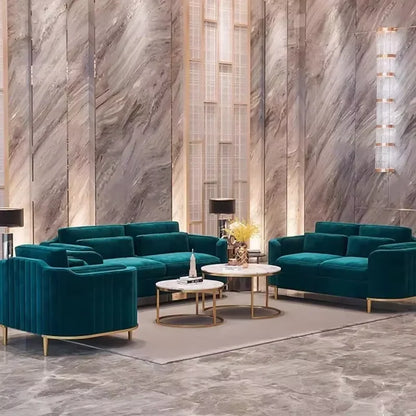 Luxury Emerald Green Velvet Sofa Set – Designer Floor Armchair & Sectional Lounge