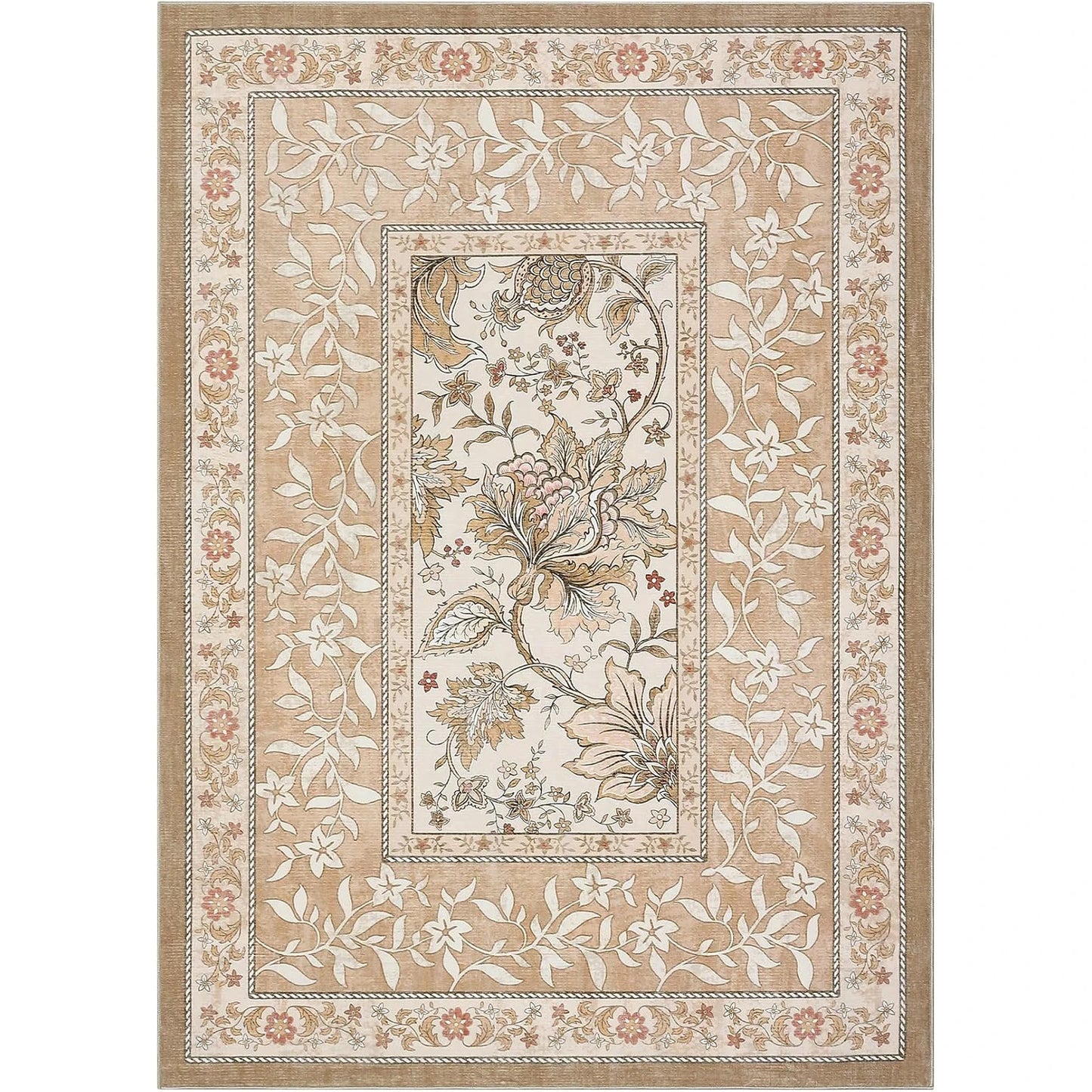 Vintage Floral Washable Area Rug & Hallway Runner