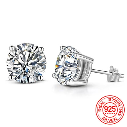 D Color Moissanite Sterling Silver Earrings
