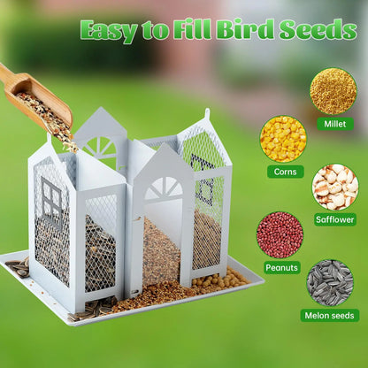 Large Outdoor Bird Feeder with Metal Mesh