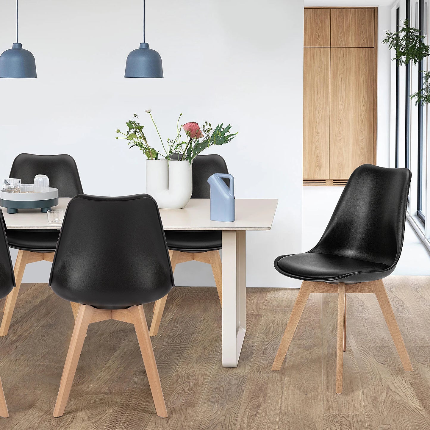 Modern PU Leather Dining Chairs Set of 4